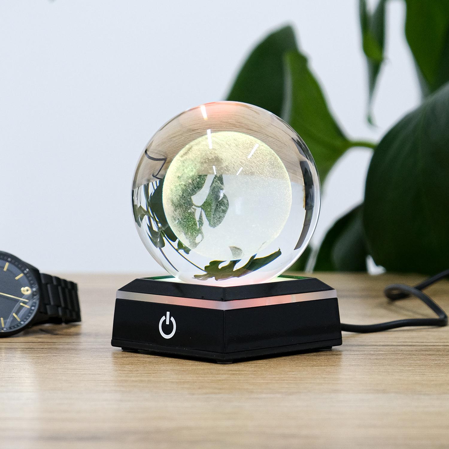 Сфера 3D Гранд Презент Місяць кришталева з LED підсвічуванням та USB 14х5 см (MH-Q0199-3-8D)