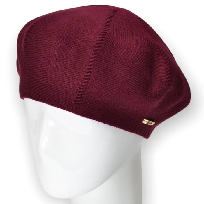 Берет женский Lirus Алиса из шерсти двойной тонкой вязки Бордовый