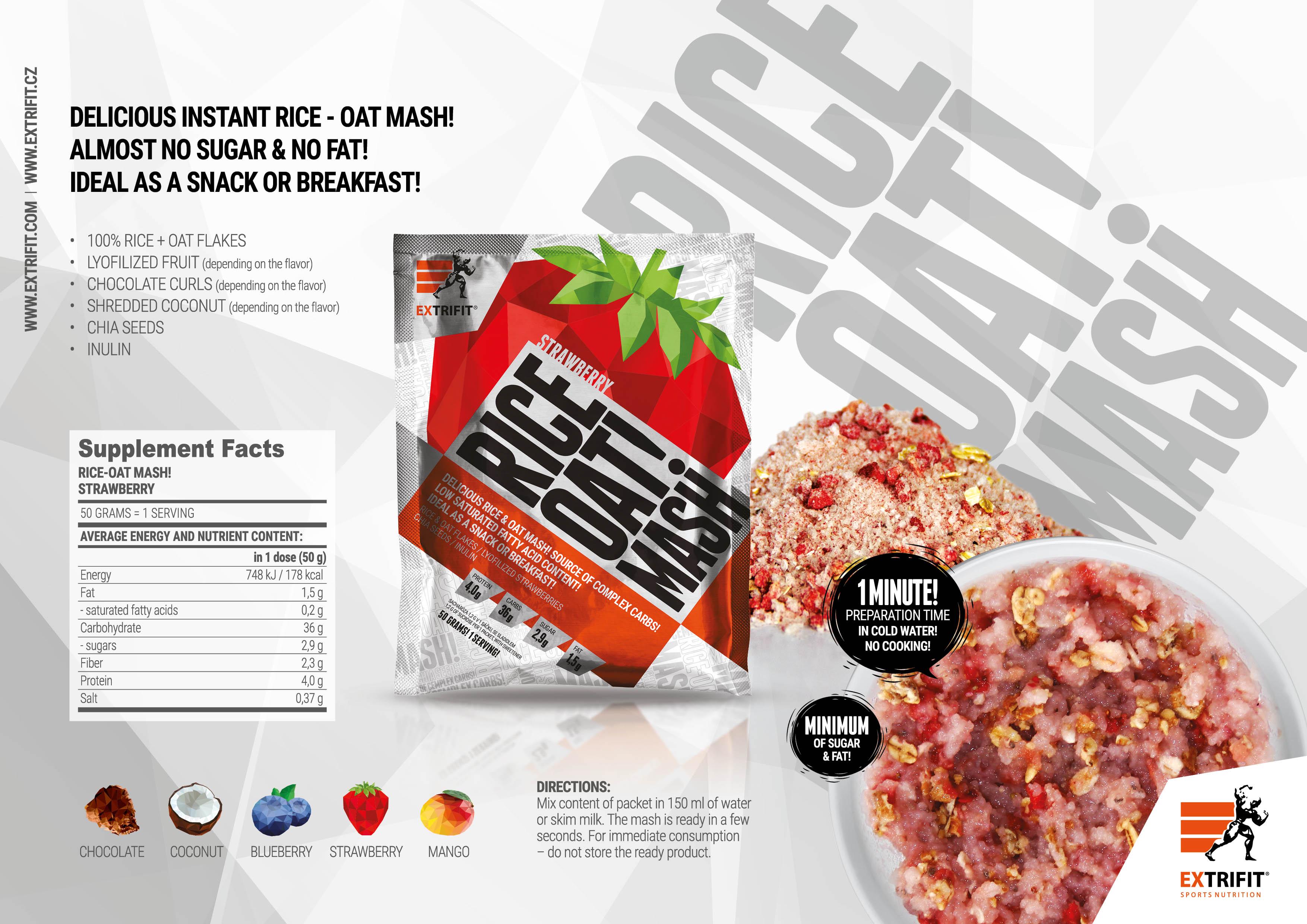 Каша рисова Extrifit Rice & Oat Mash Mango 900 g - фото 2