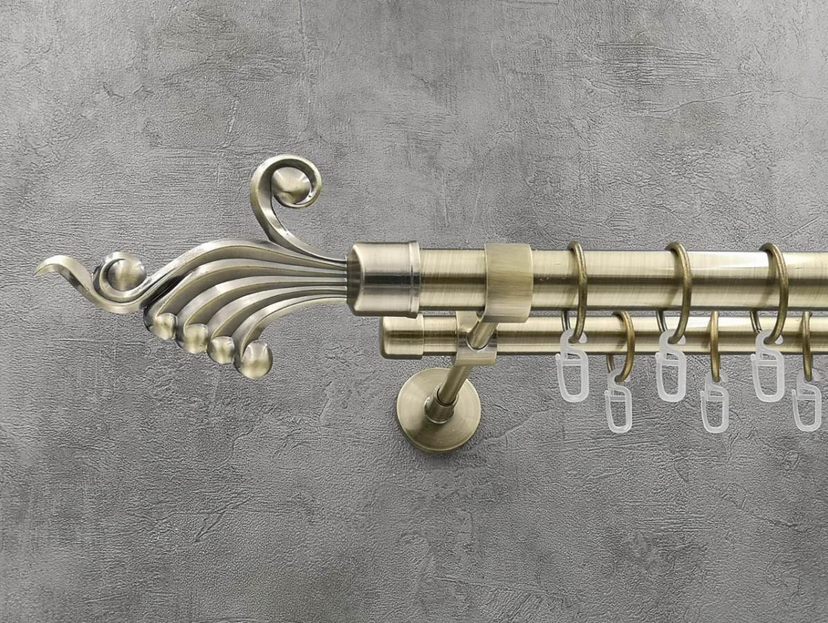 Карниз Quadrum Венус гладкая штанга двойной модерн 25/19 мм 300 см Антик (264773601)