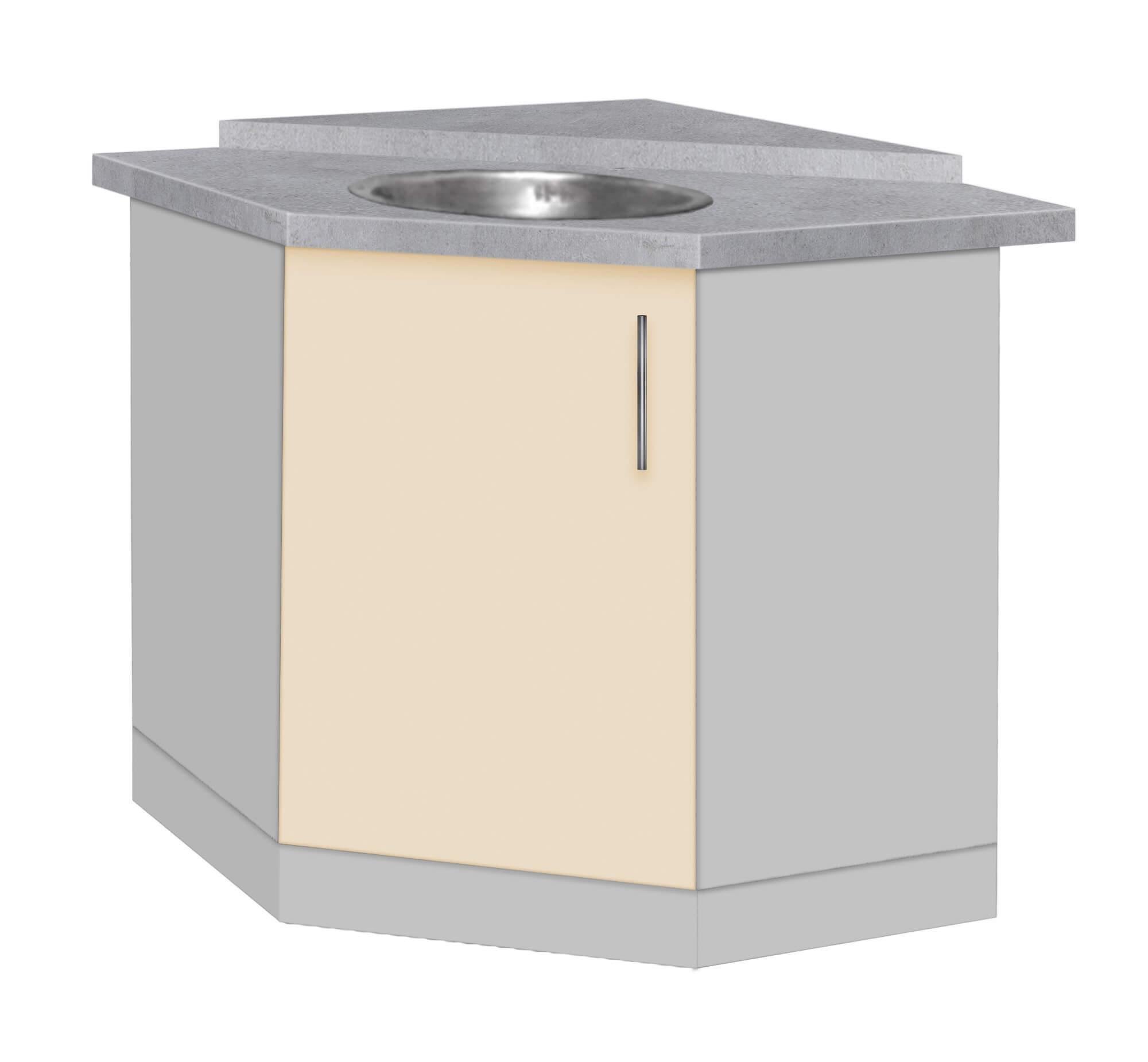 Тумба кутова кухонна МАКСІ-МЕблі №1 з врізним миттям зі стільницею 1-ї категорії складська програма Сірий/Ваніль (80137)