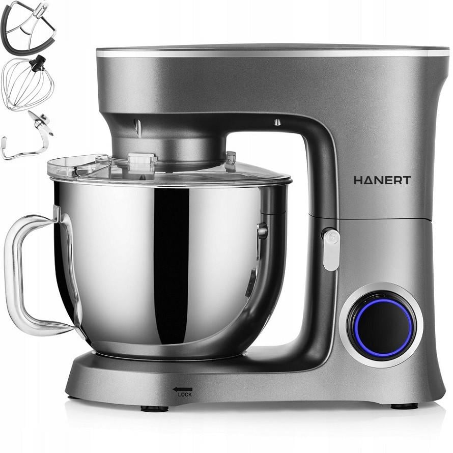 Тестомес-миксер планетарный Hanert Backer Grey 3000 Вт 7 л с металлическим приводом и чашей