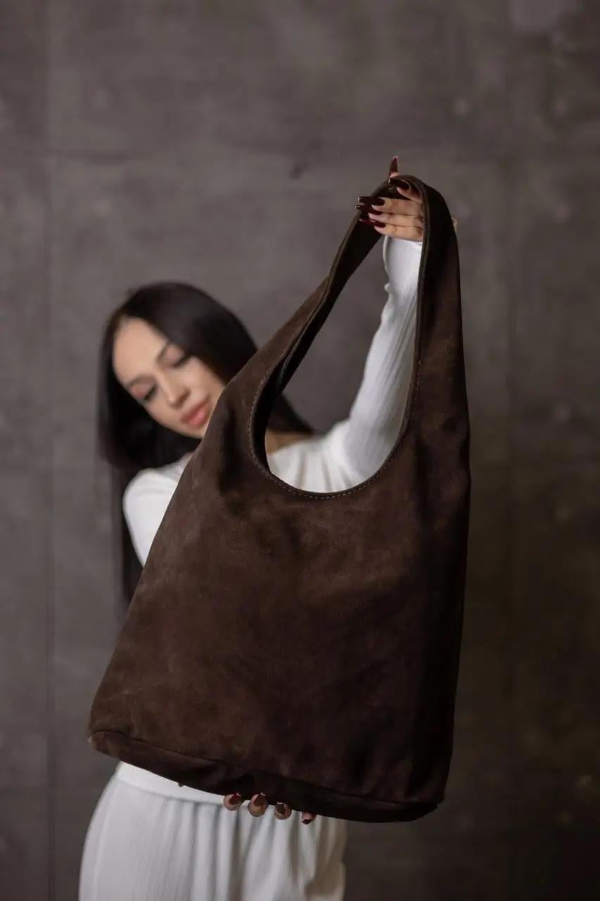 Женская сумка-шопер SW160-2 из натуральной замши Шоколад (32808870)