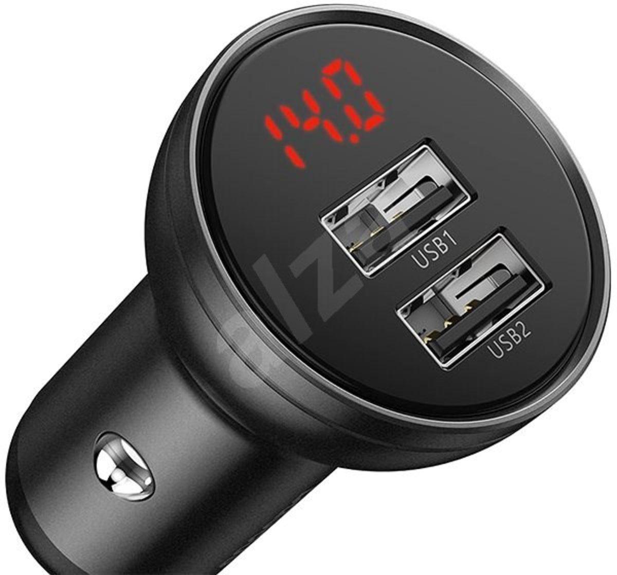 Автомобільний зарядний пристрій BASEUS Digital display dual USB 4,8 A 24 W Сірий (260438) - фото 4