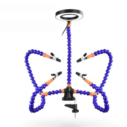 Тримач плат для пайки 5 гнучких валів з лупою і LED 1,8 м (677088) Тримач плат для пайки 5 гнучких валів з лупою і LED 1,8 м (677088)