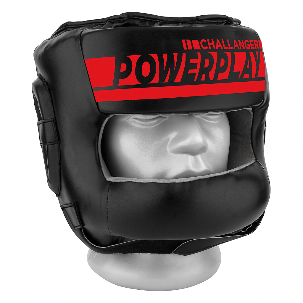 Боксерский шлем тренировочный PowerPlay 3067 Challanger с бампером PU+Amara XL Красный (3019820818)