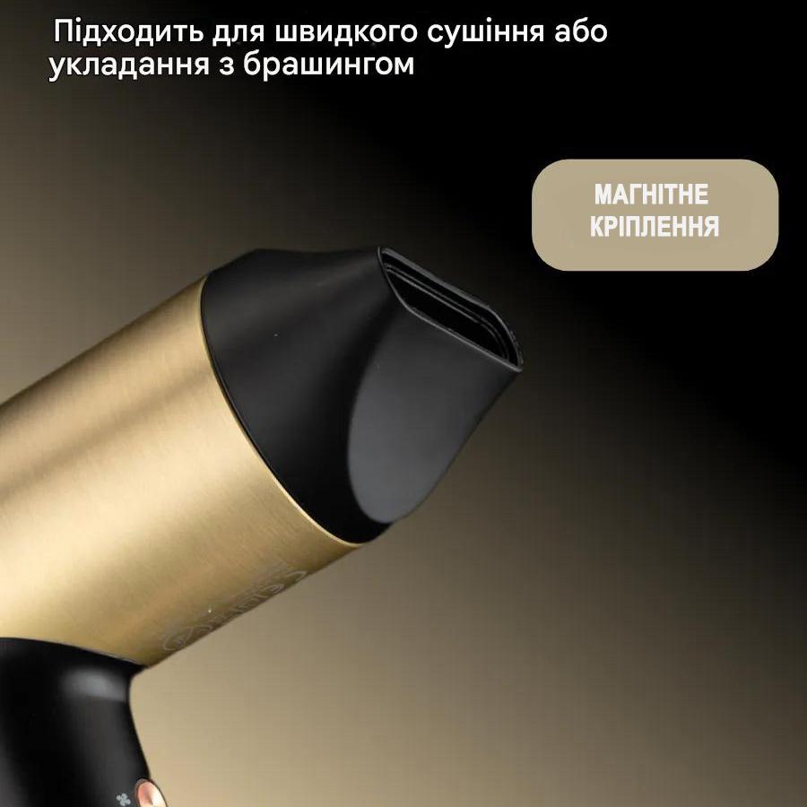 Фен для волосся VGR V-441 металевий корпус 1400 Вт Чорний/Золотистий (29903042) - фото 10
