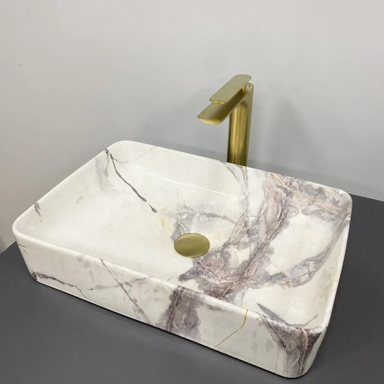 Раковина накладная VBI TRIEST прямоугольная 515x350 мм мрамор (RM-VBI-012712)