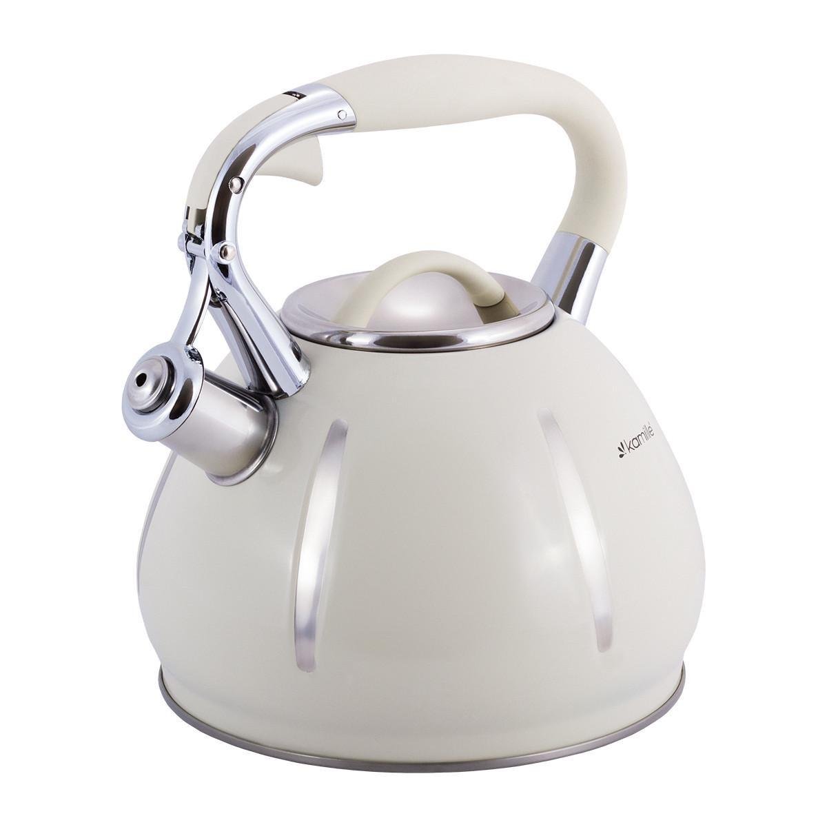Чайник зі свистком Kamille KM-0691А із нержавіючої сталі 3 л Бежевий (150-84-0691А.1)