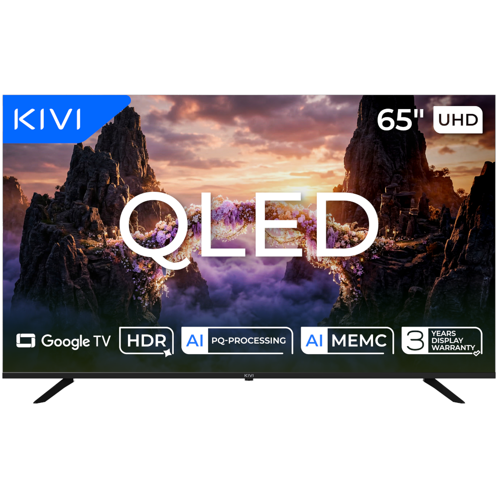 Телевизор Kivi 65U820KB 65" QLED 4K UHD Google TV LAN Wi-Fi Black