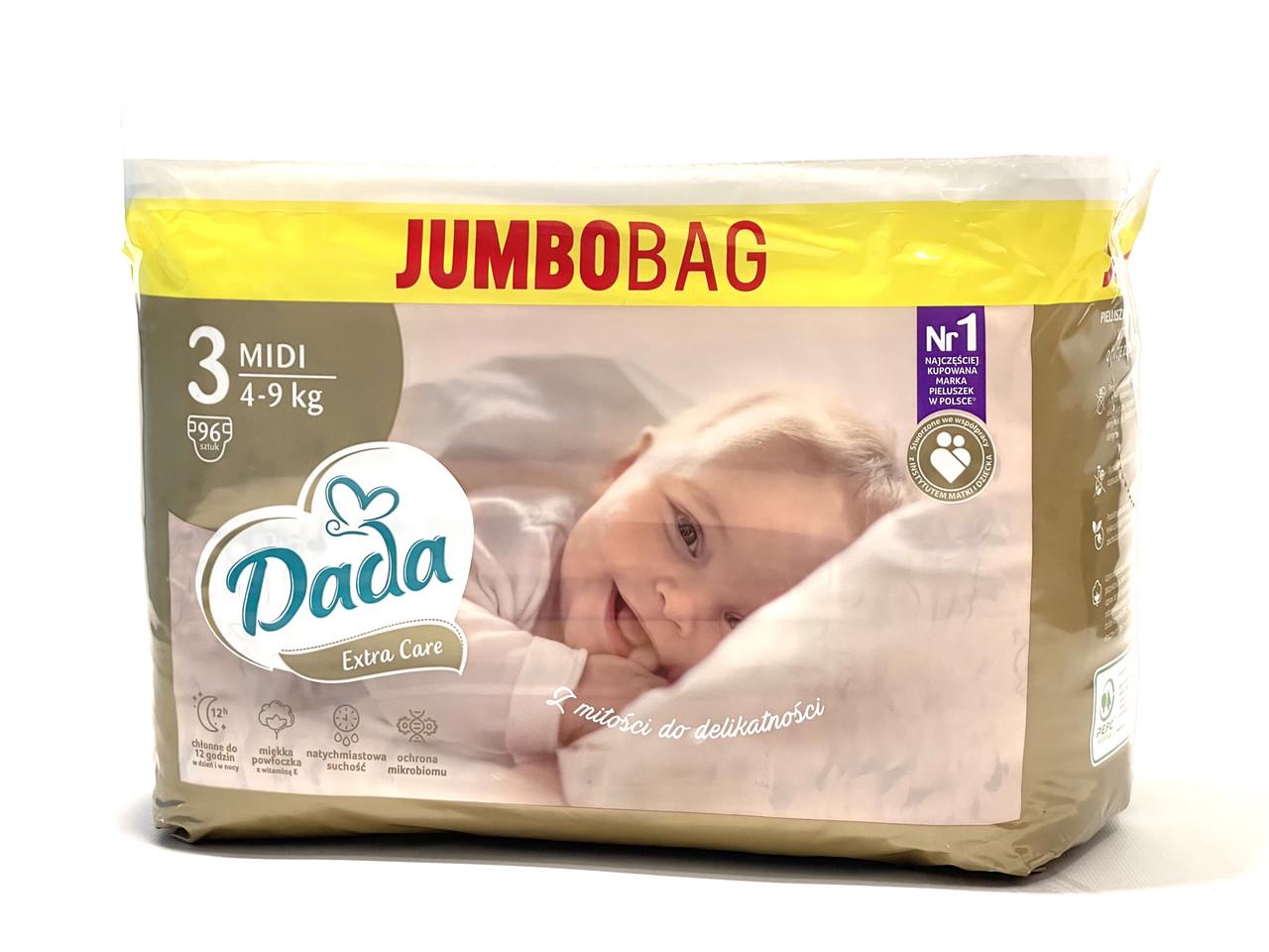 Підгузки дитячі Dada Extra Care Jumbobag р. 3 4-9 кг 96 шт. (1574222501)