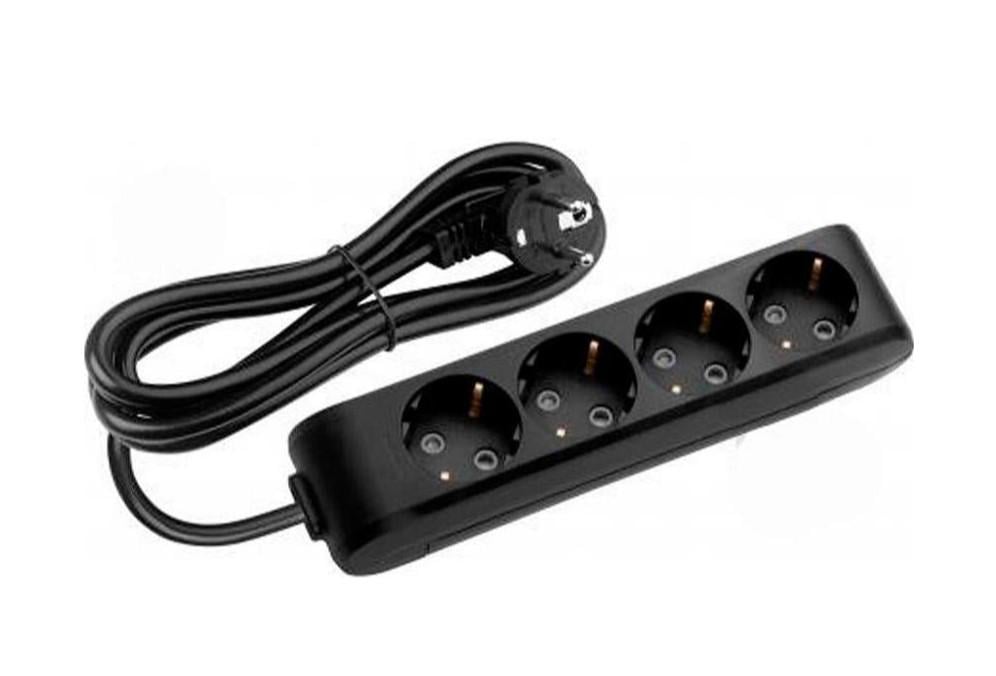 Подовжувач Panasonic WLTB04432BL-UA X-tendia із заземленням 4 гнізда 3 м з захистними шторками Чорний