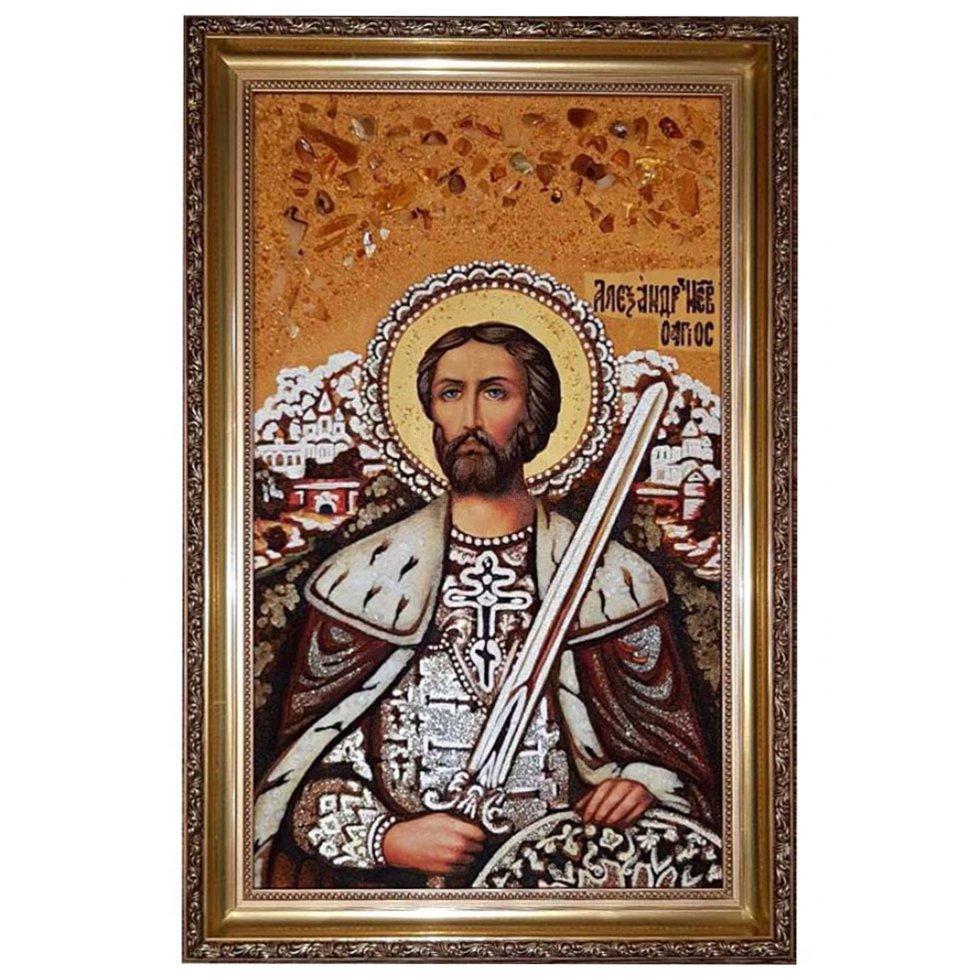 Икона Святой Александр Невский янтарная 20х30 см (М0024-20х30)