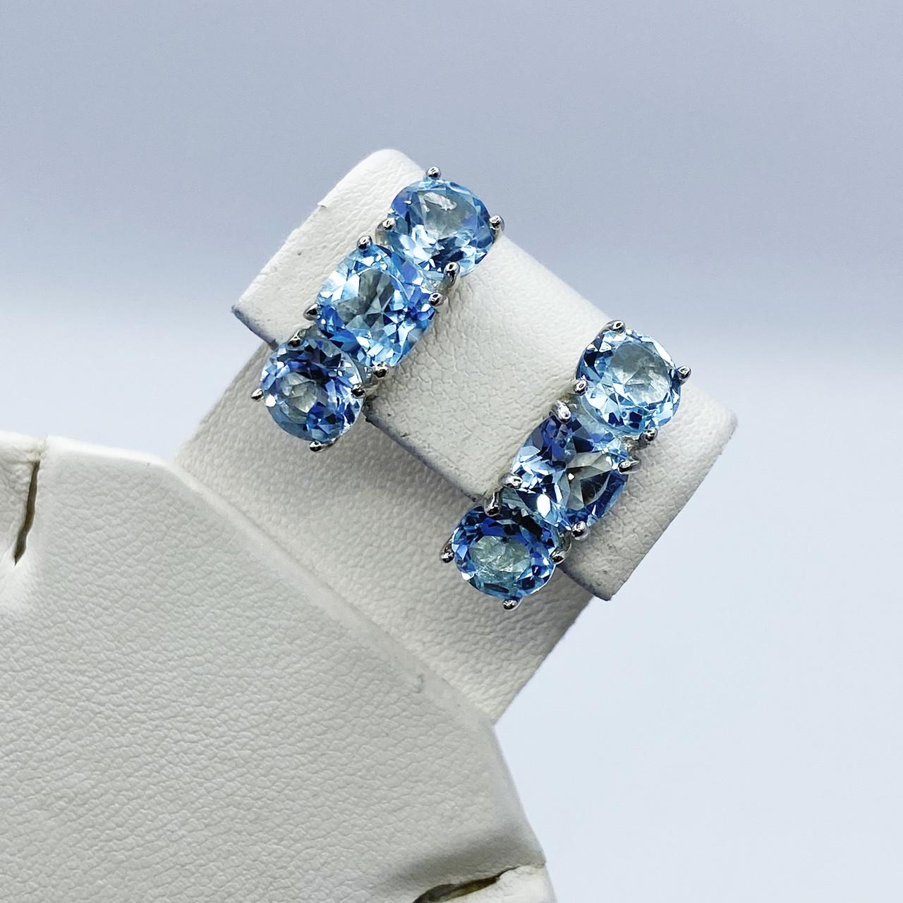 Серьги серебряные с топазом 6,57 г Голубой (2210045863)