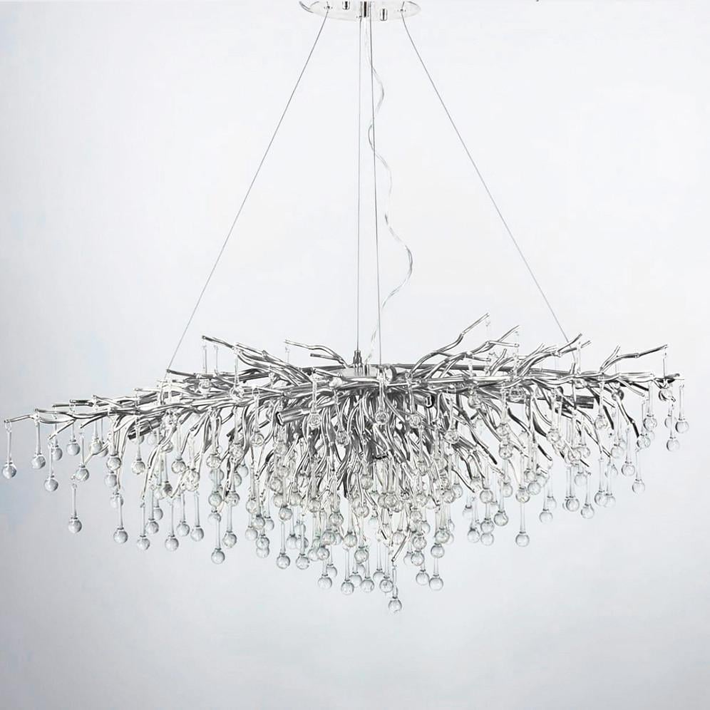 Люстра видовжена із кришталевими крапельками 100х50 см (704L CH/CL) - фото 2