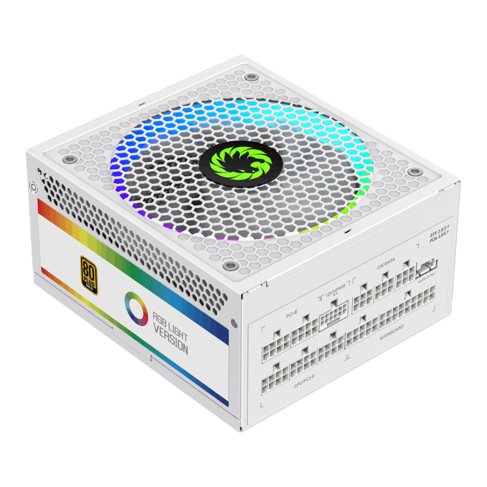 Блок питания GameMax RGB 750 PRO мощностью 750 Вт со 140-мм вентилятором, белый