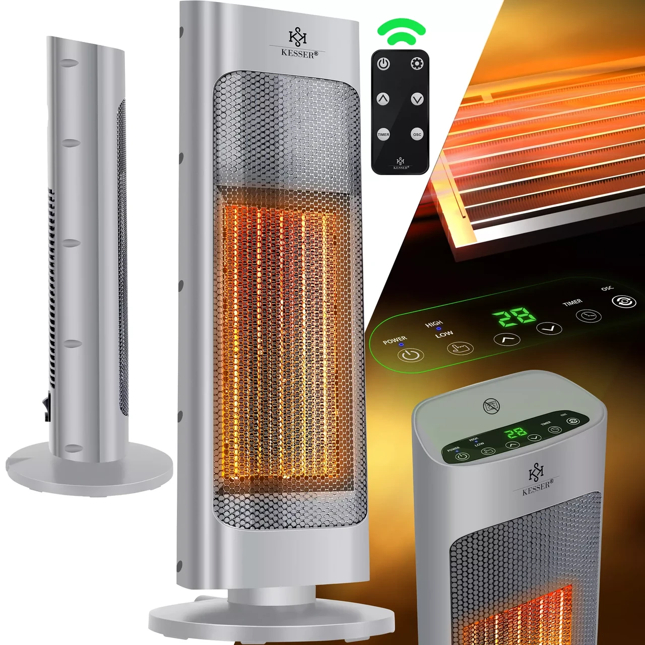 Инфракрасный обогреватель KESSER керамический 2000 Вт 52x9x19 см (14236gr) - фото 2 Инфракрасный обогреватель KESSER керамический 2000 Вт 52x9x19 см (14236gr) - фото 2