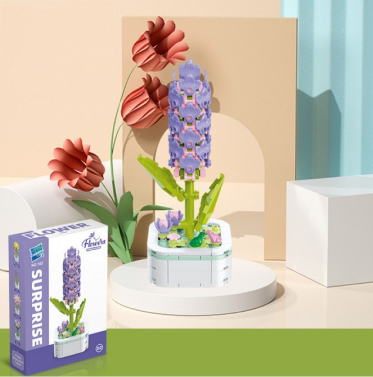 Конструктор блоковый детский фигурка Цветок Гиацинт 187 дет. (25-109)