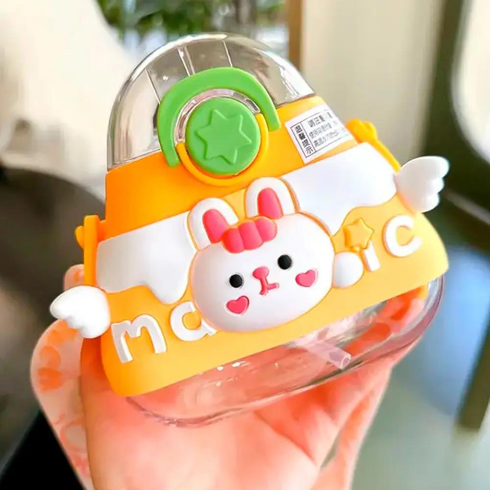 Дитяча пляшка для води з силіконовою трубочкою та ремінцем POP02313 520 мл Помаранчевий - фото 5