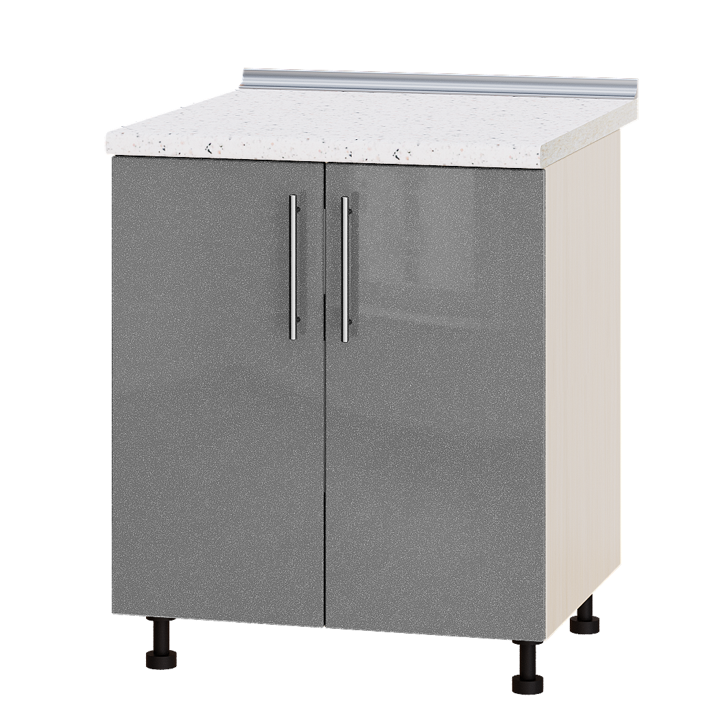 Шкаф нижний Эверест Модерн модуль под мойку Н84-700 70х47х85 см Серебристый металлик глянец/Дуб Молочный (05731)