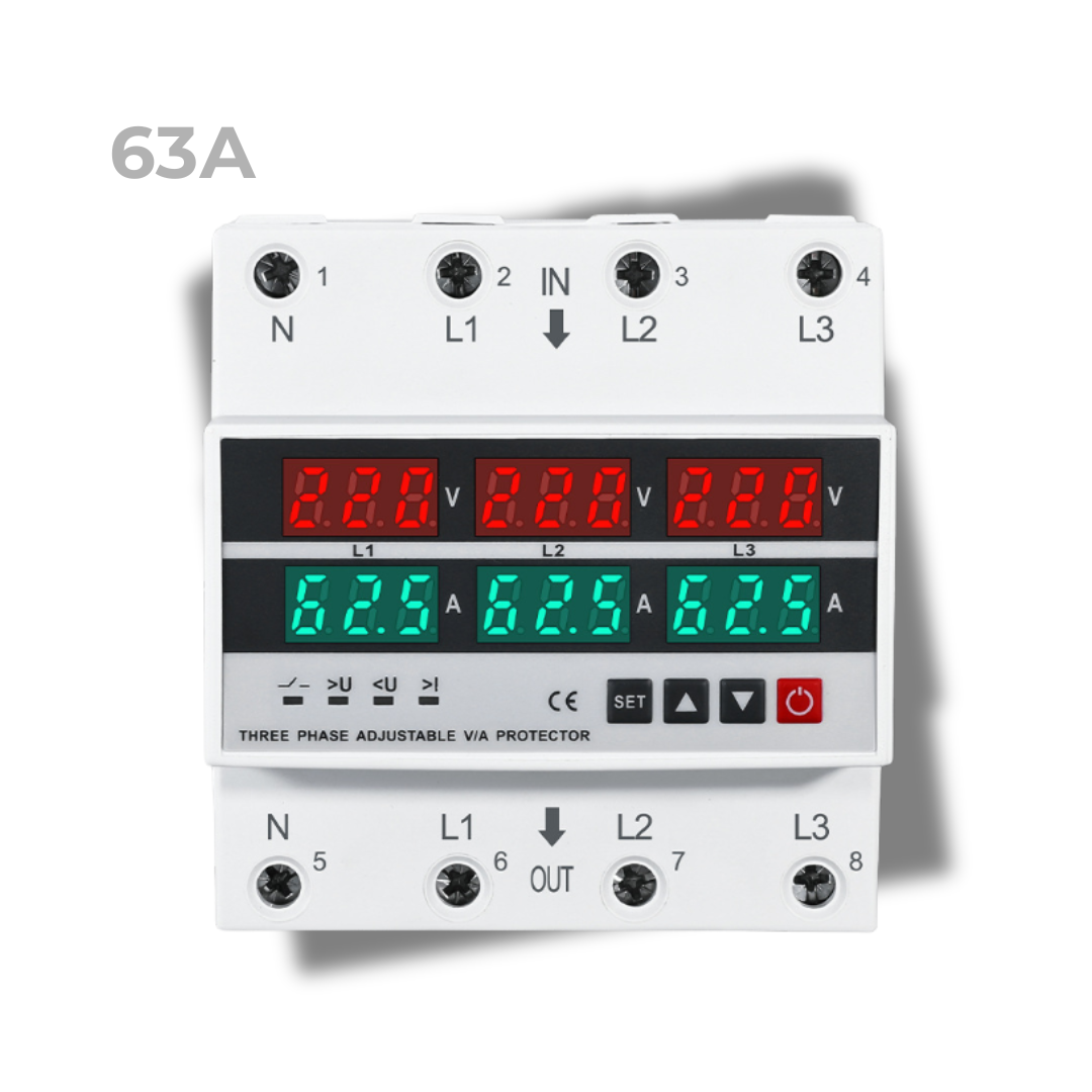 Реле защитное трехфазное контроля напряжения и тока 63А (29545246) - фото 3