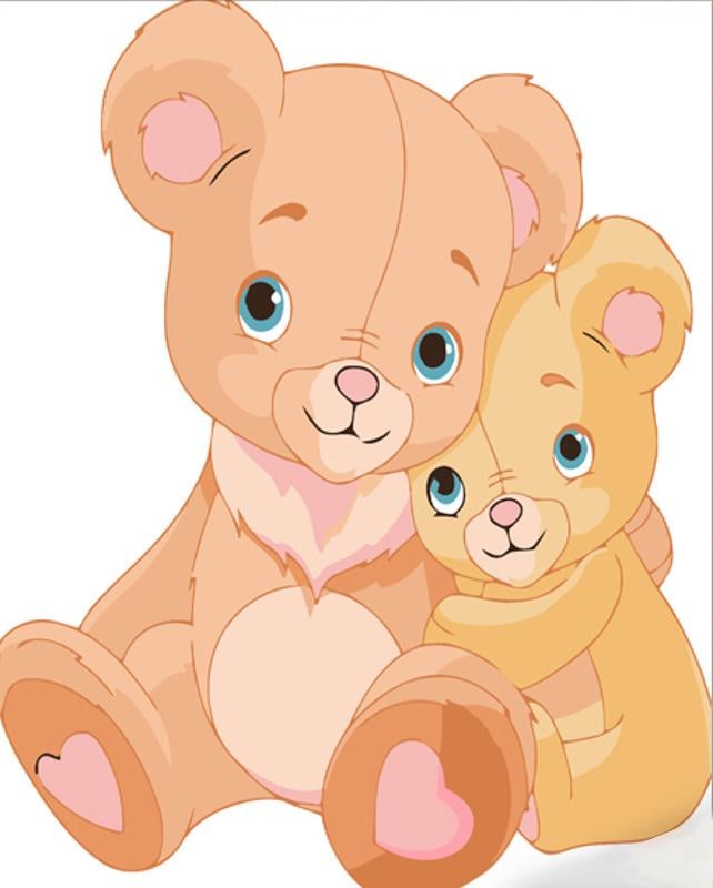 Картина по номерам Strateg Премиум Мишка с мамой 30х30 см (ES118)