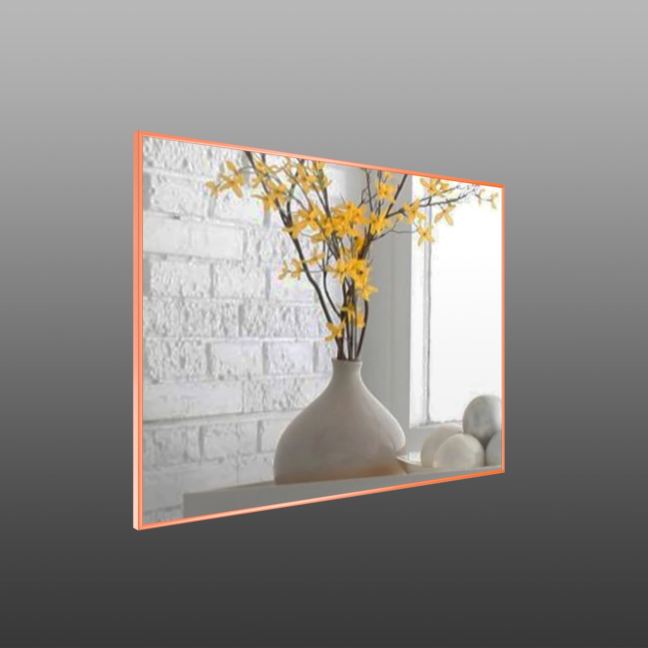 Зеркало настенное в алюминиевой раме Art-Com 700х500 мм Оранжевый (Alum-orange-44)