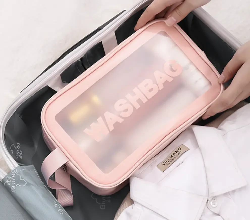 Комплект косметичок-органайзерів 3в1 водонепроникний прозорий Рожевий (2449069853) - фото 7 Комплект косметичок-органайзерів 3в1 водонепроникний прозорий Рожевий (2449069853) - фото 7