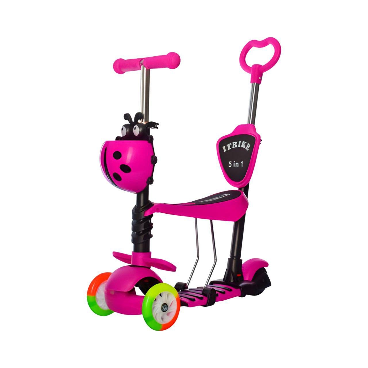 Самокат дитячий MAXI JR3-026-C-P 5в1 з кошиком і підставкою Рожевий (26769373) Самокат дитячий MAXI JR3-026-C-P 5в1 з кошиком і підставкою Рожевий (26769373)