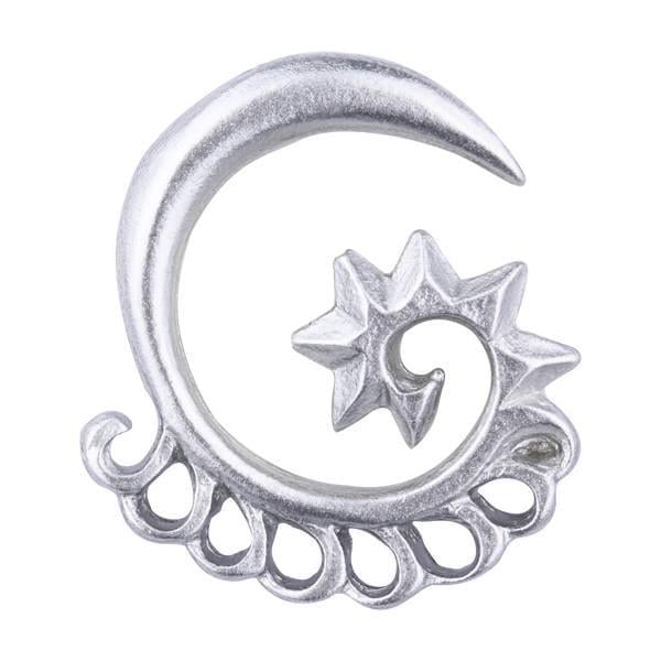 Розширювач скручений по спіралі з завитками та шипами від середини 6 мм Сріблястий (VIM01)