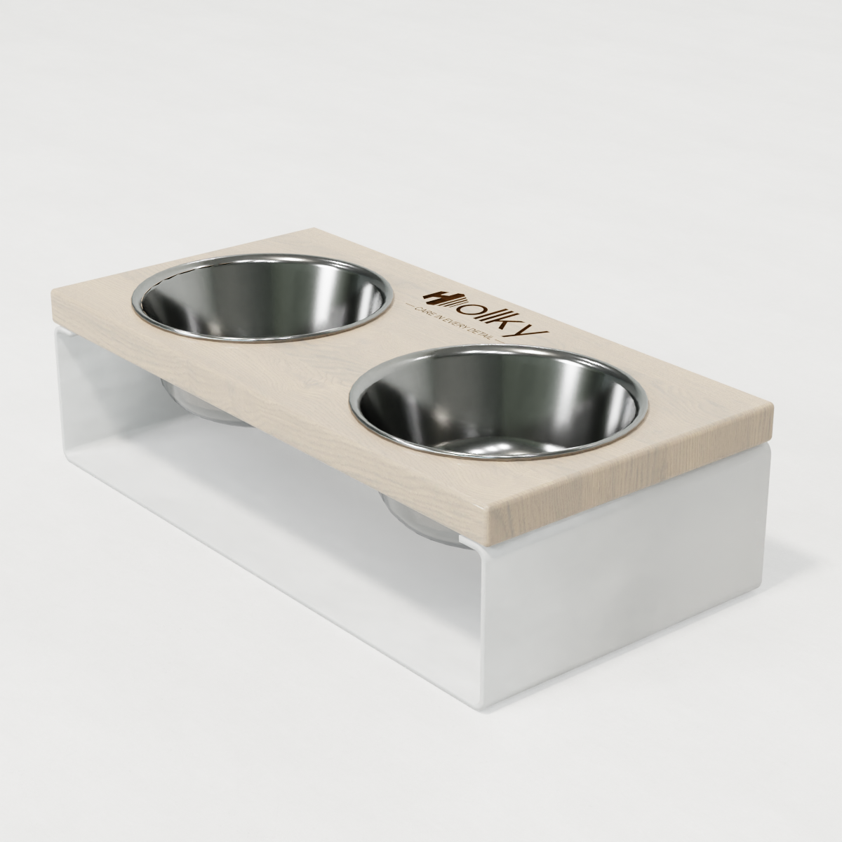 Миски на підставці з цільного металевого листа для собак і котів Hollky SteelWood S 2х0,45 л (SWS-36188-WHWH) - фото 7