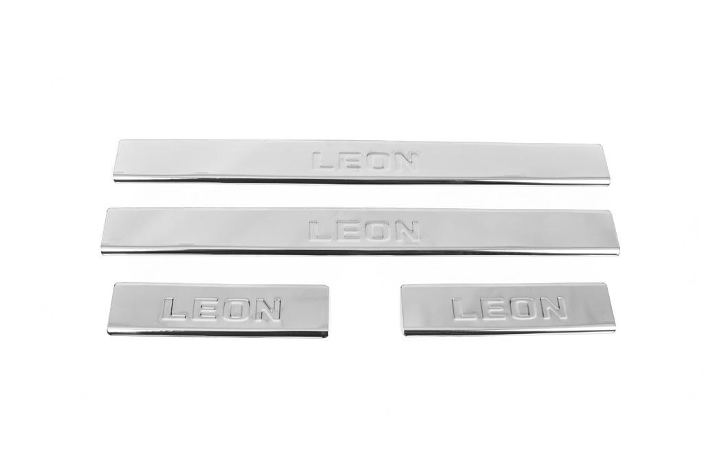 Накладки на пороги Carmos V2 для Seat Leon 2013-2020 гг. нержавеющая сталь Хром