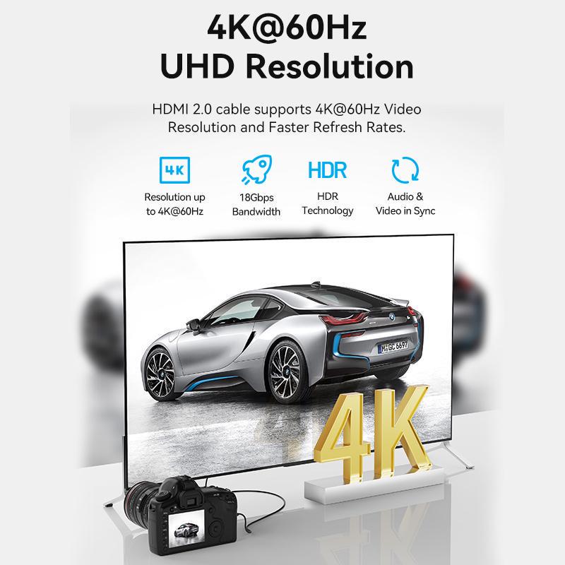 Кабель двонаправлений Vention micro HDMI-HDMI 2.0 4K 60Hz 18 Гбіт/с HDR 3D Dolby 1080P 120Hz HDMI-D на HDMI-A 2 м Чорний (AGIBH) - фото 3