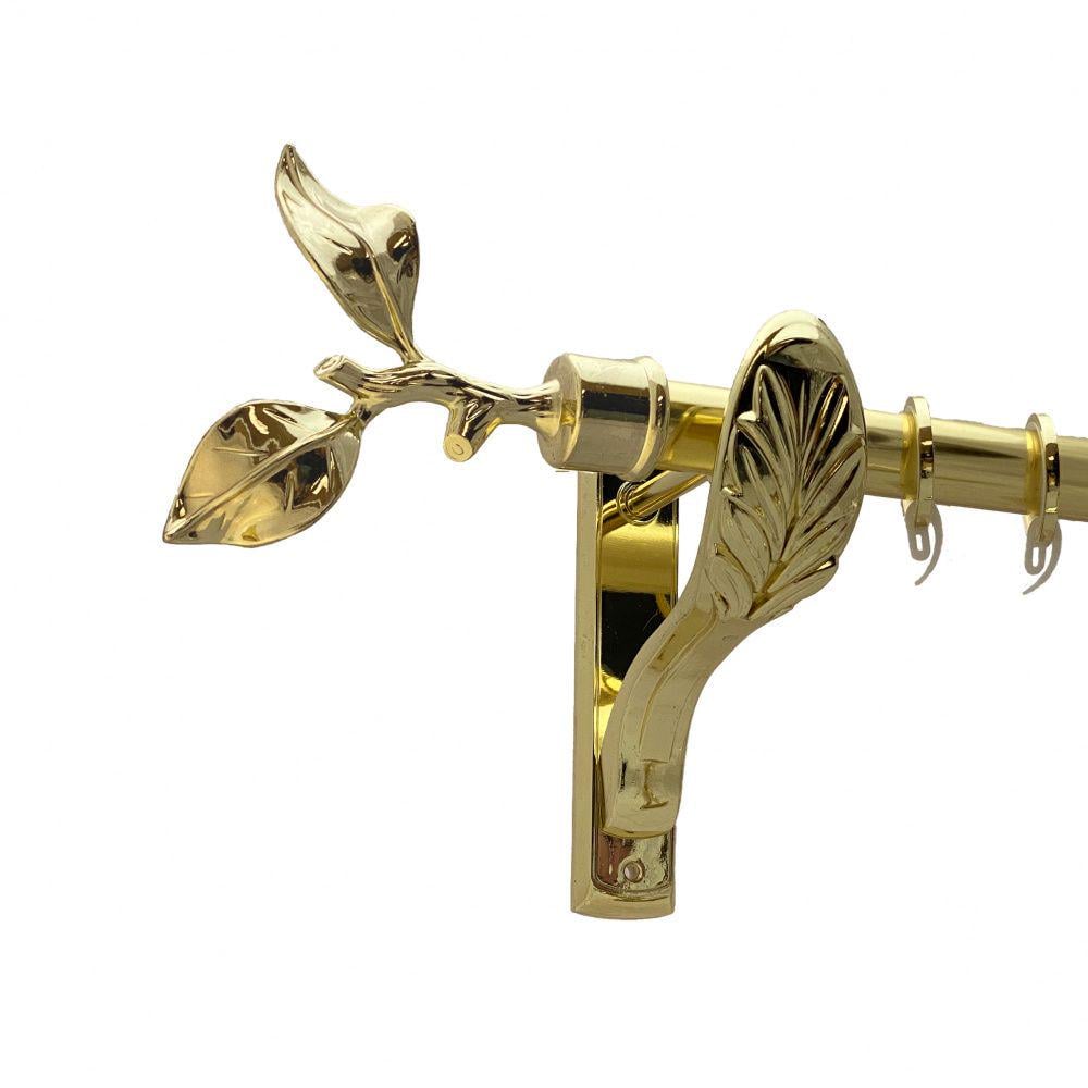 Карниз металлический Orvit Лист Розы однорядный ретро/гладкая труба/кольцо фасонное металлическое Золото 25 мм 160 см (00-00009823)