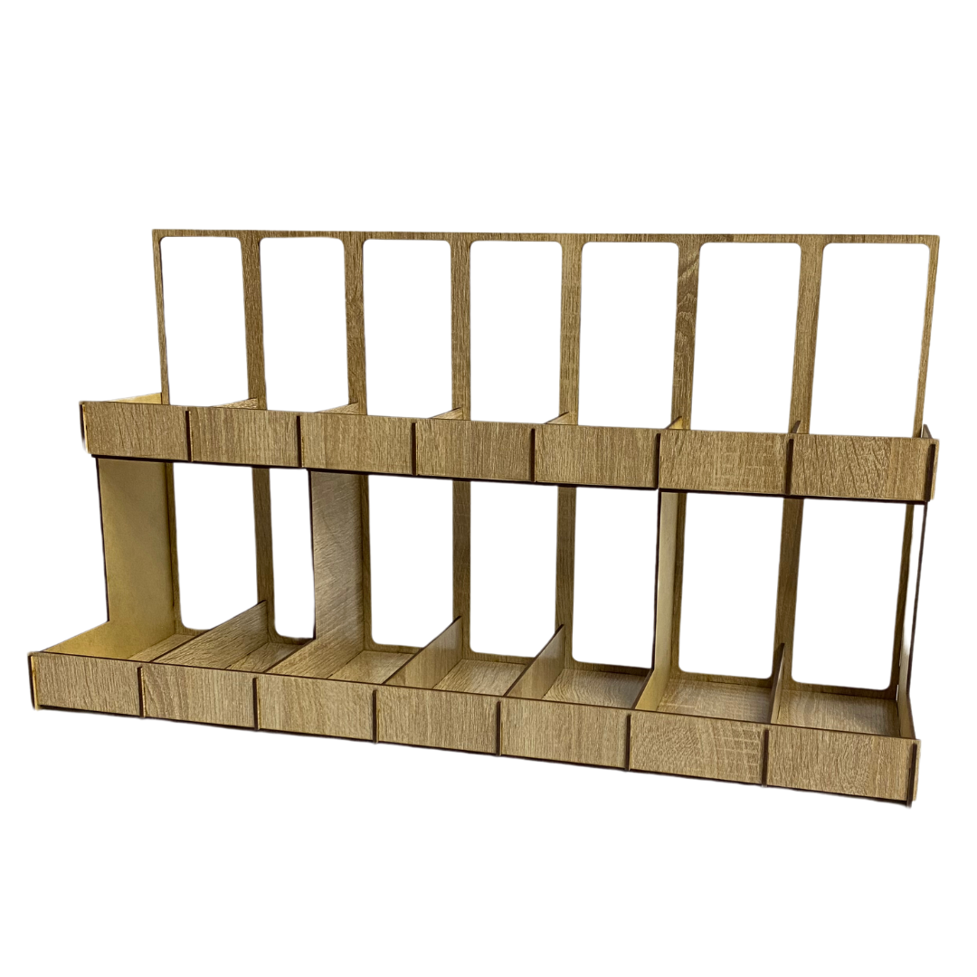 Полка для специй деревянная под банки на 14 секций двухъярусная кухонная