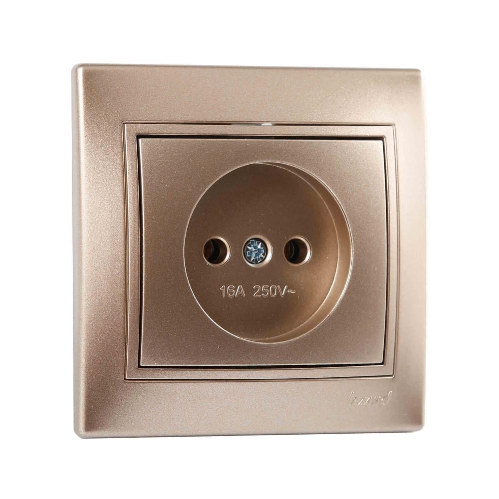 Розетка одинарная без заземления Lezard Mira со вставкой перламутр Светло-коричневый (00000003213)