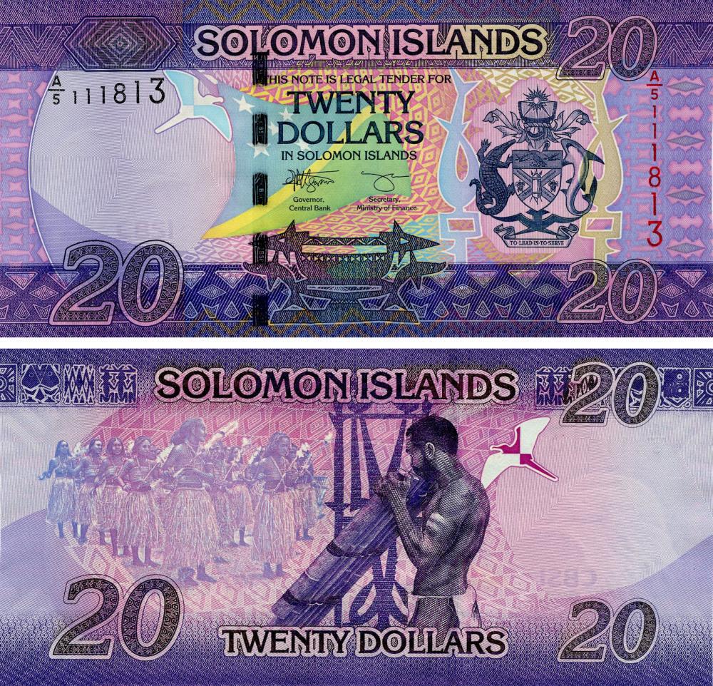 Коллекционная банкнота Соломоновы острова 20 долларов 2021 UNC P34 (Б16358)