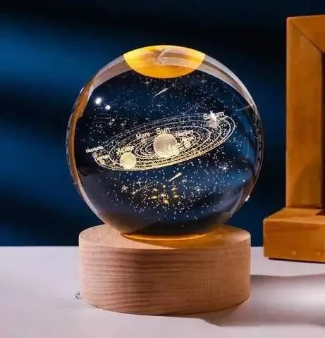 Нічник світлодіодний Сонячна система кришталева 3D
