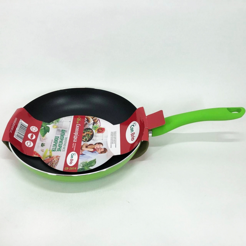 Сковорода Con Brio CB-2614 антипригарное покрытие XYLAN 26 см Green (tf5174) - фото 8 Сковорода Con Brio CB-2614 антипригарное покрытие XYLAN 26 см Green (tf5174) - фото 8