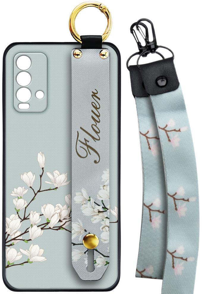 Чохол SHLab для Xiaomi Redmi 9T Flower White + два ремінці з карабіном (25844)
