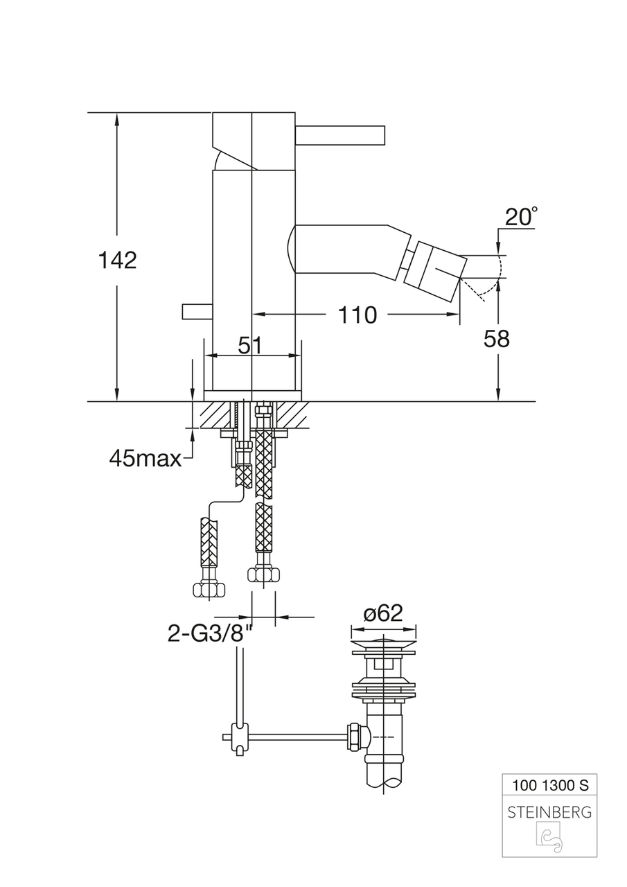 Смеситель для биде Steinberg 100 (100 1300 S) Германия, черный матовый - фото 8