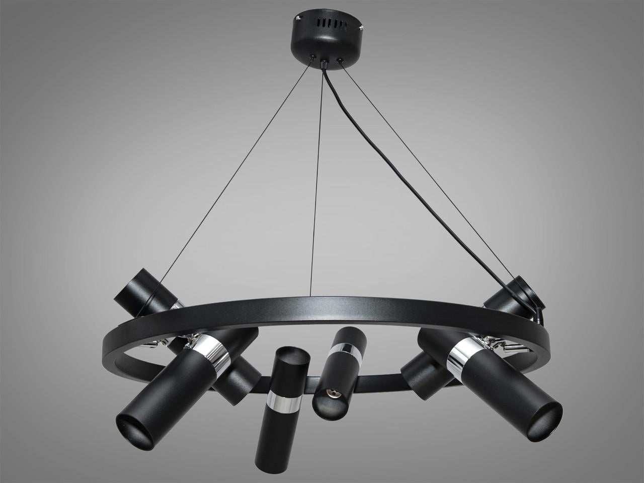 Люстра для дома D1332-D650BK+HR-LS в стиле Loft на 12 ламп Черный/Хром (1938921661)