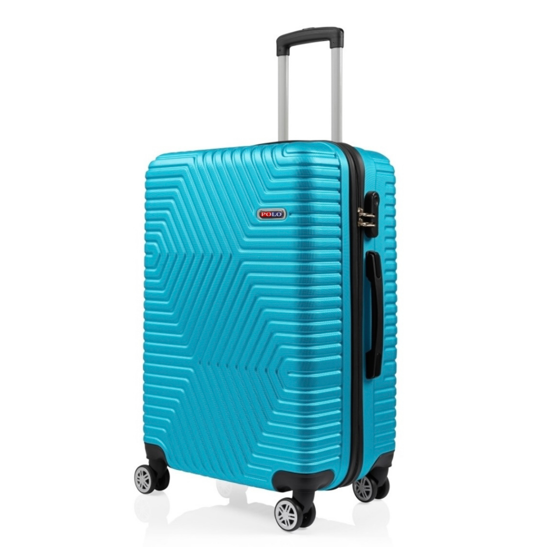 Валіза Polo ПК010-L полікарбонат на 4-х подвійних колесах велика L 120 л Бірюзовий
