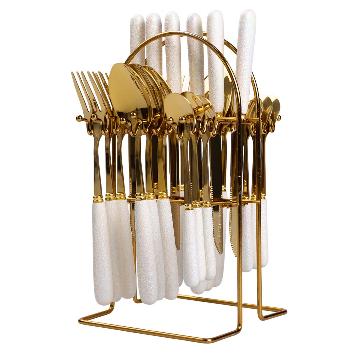 Набор столовых приборов на подставке 24 пр. с керамическими ручками (HP-20-49)