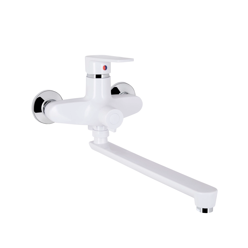 Змішувач для ванни Brinex 35W 005 k35 з довгим поворотним виливом Chrome/White (510967#)