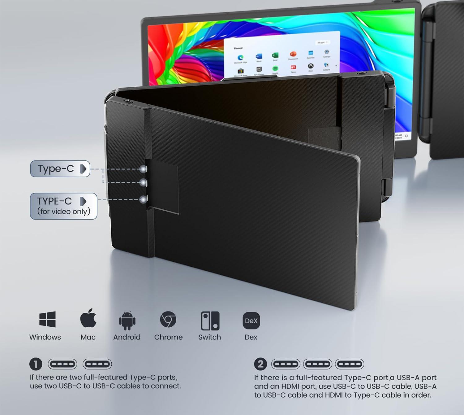 Мониторы для ноутбука Teamgee 13-17''/14'' Full HD 1080p IPS с двумя динамиками Plug and Play HDMI/USB-A/Type-C совместимы с Mac Wins Android Dex - фото 7 Мониторы для ноутбука Teamgee 13-17''/14'' Full HD 1080p IPS с двумя динамиками Plug and Play HDMI/USB-A/Type-C совместимы с Mac Wins Android Dex - фото 7