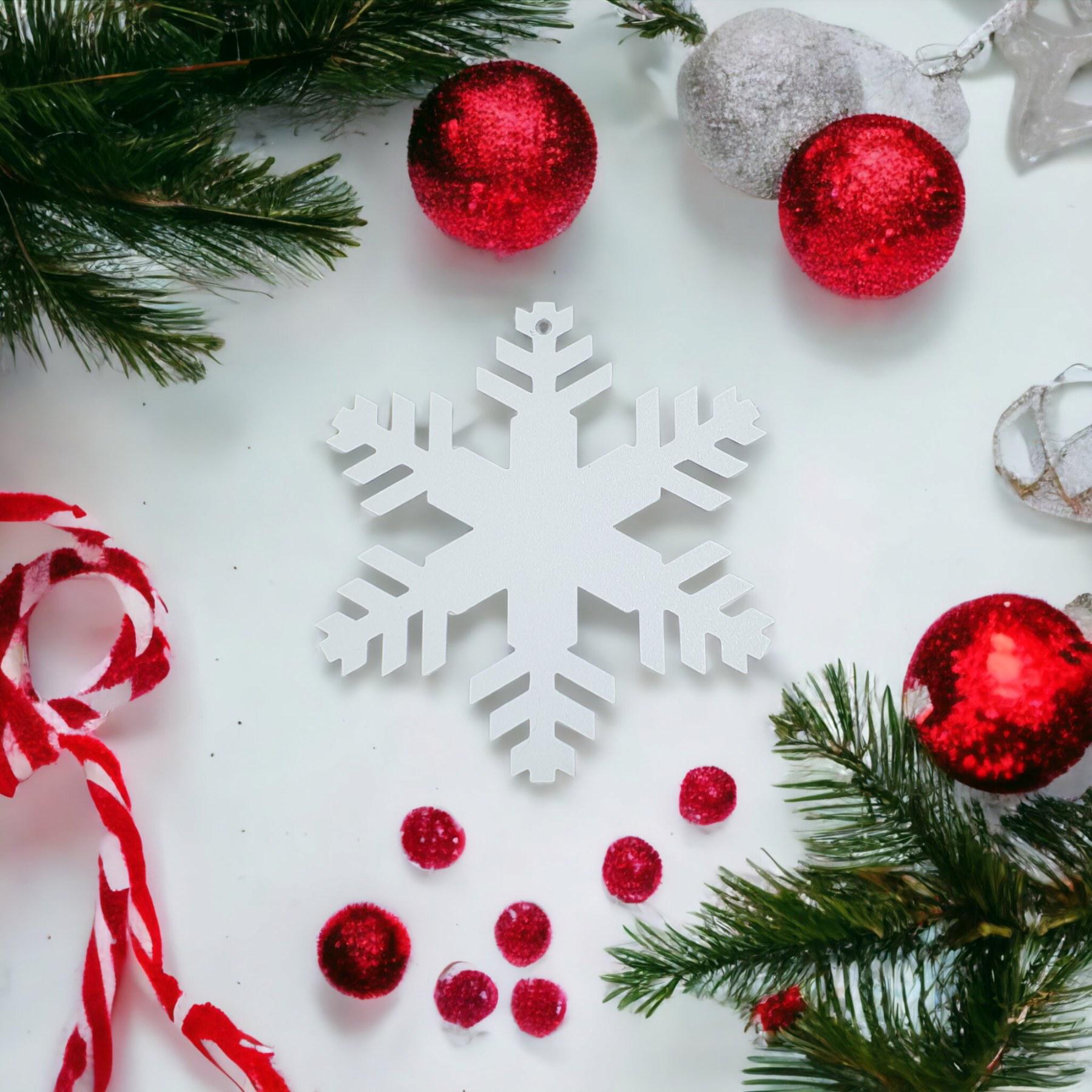 Підвіска новорічна Сніжинка алюмінієва 10 см Білий - фото 2 Підвіска новорічна Сніжинка алюмінієва 10 см Білий - фото 2