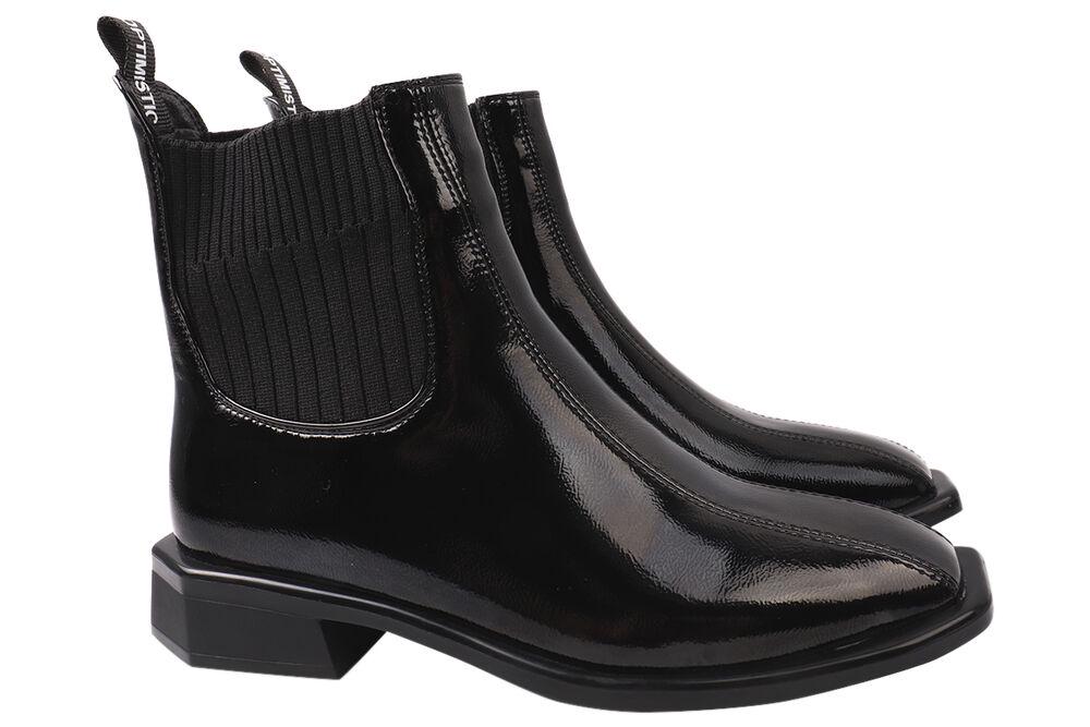 Ботинки женские Liici из эко лак на низком ходу р. 39 Черный (172-21DHC)