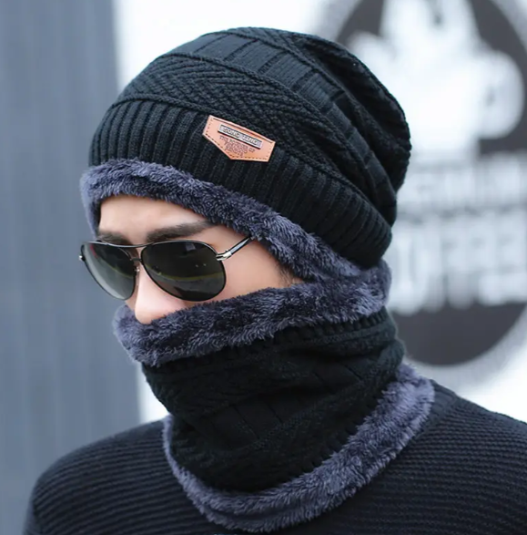Комплект мужской шапка/снуд с меховой подкладкой One Size (29548882)