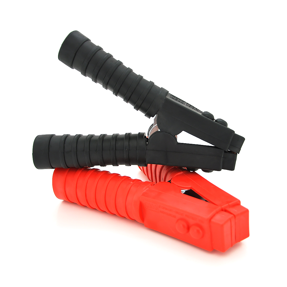 Набір акумуляторних затискачів крокодили 100А гумовий кожух рифлений мідь Q2 160 мм Чорний/Червоний (YUT_V7030)